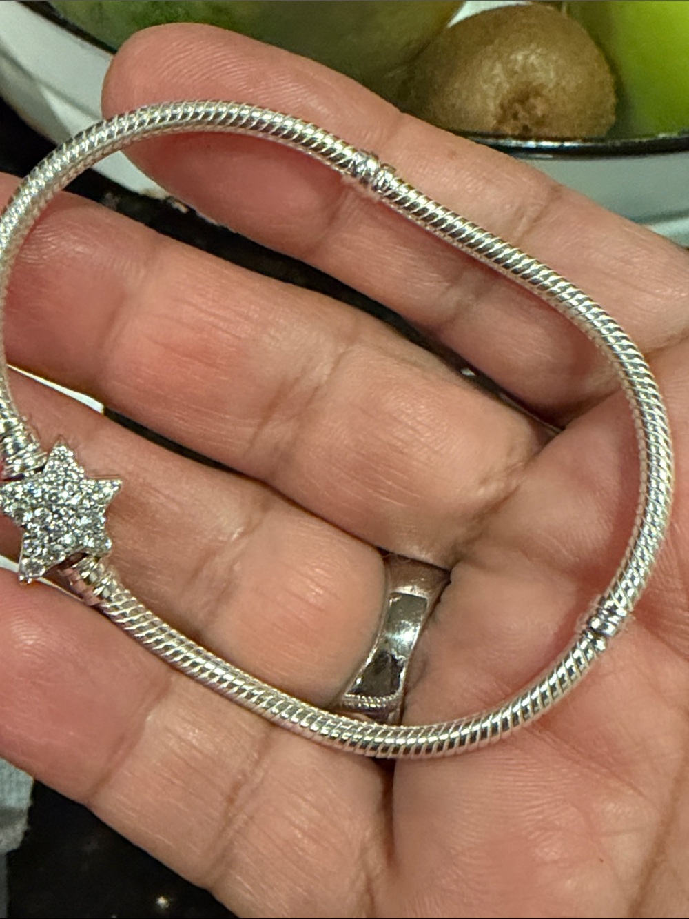Pandora Sterling Silver Star Charm Snake Chain Bracelet - Silver